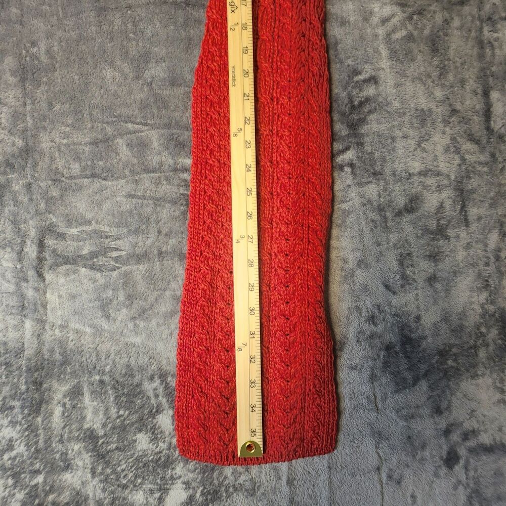 Aran Woollen Mills Scarf Women Red Merino Wool 3-Button Loop Cable Knit NWT - Picture 5 of 7